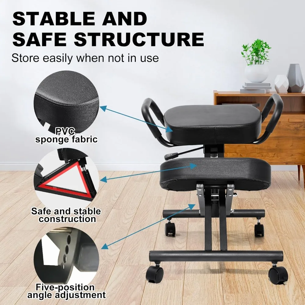 كرسي مكتب مريح قابل للتعديل للركوع مع دعم قطني لراحة الورك والاجتماعات #6