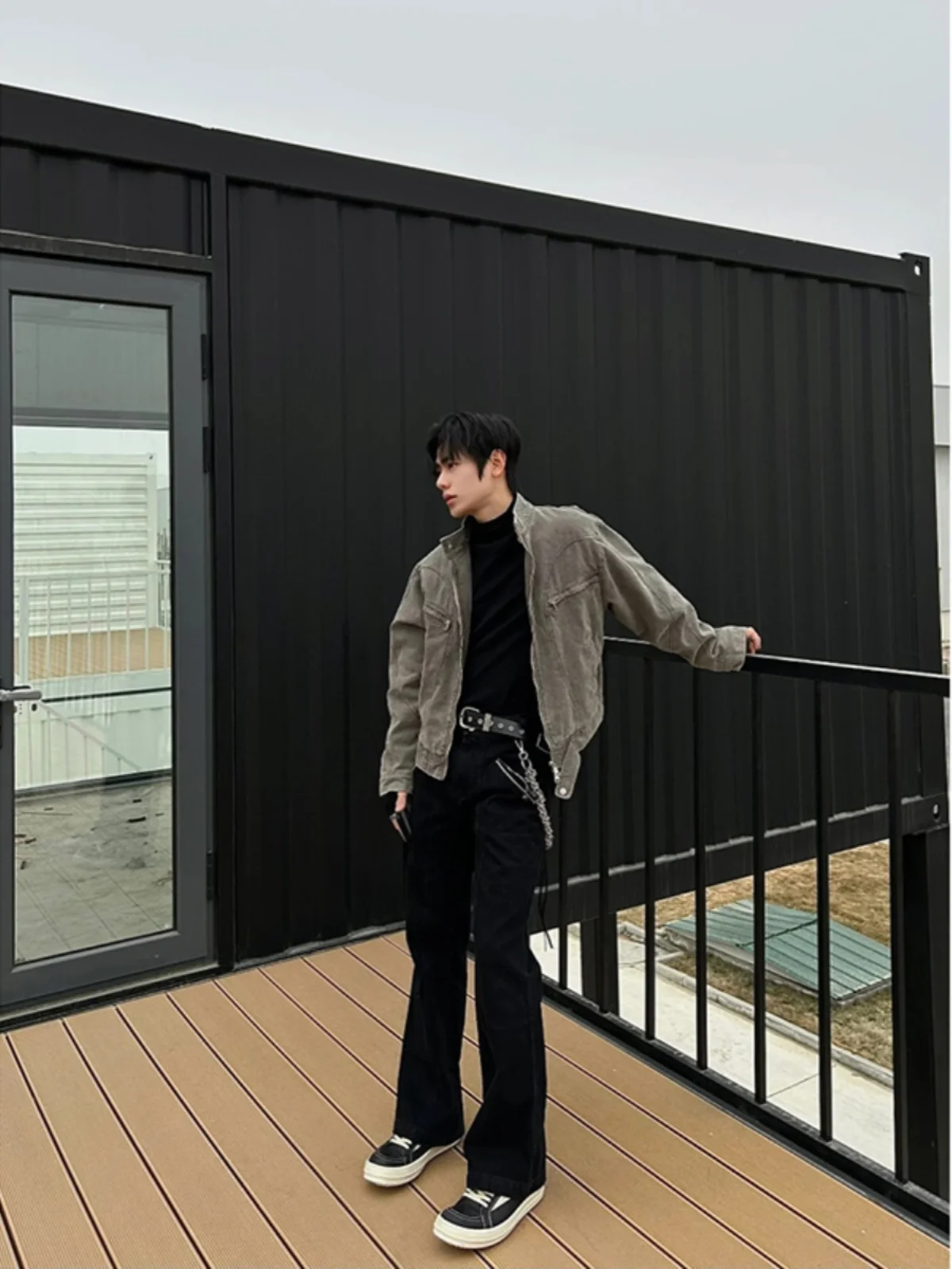 Cleanfit Short Stand Collar Workwear Jacket Men's Style High Sensation Cool Outerwear American Washed Vintage Denim Shirt
