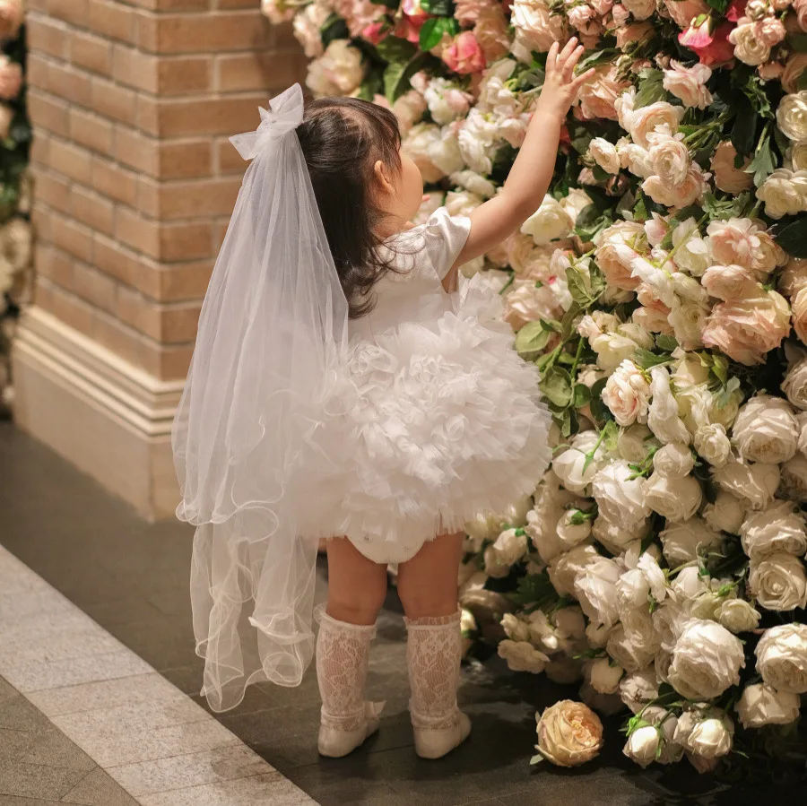 Children's dress skirt Flower girl skirt Girl baby one year old hundred days full moon princess Fluffy Light luxury high-end