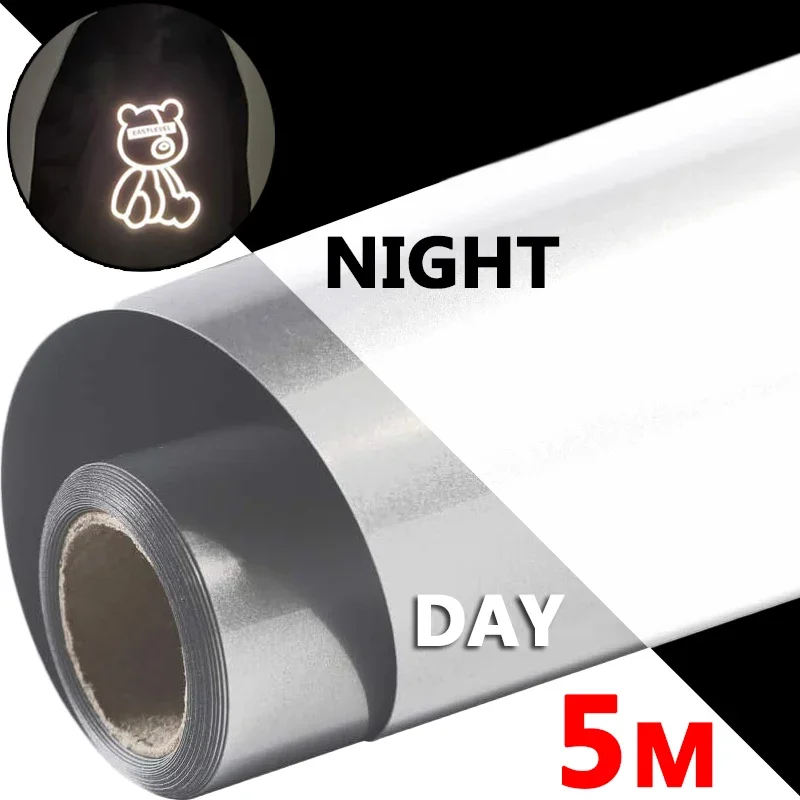 

High Visibility Reflective Heat Transfer Vinyl Roll Gray Reflective Films for Roadway Night Warning Strip DIY Design T-Shirt