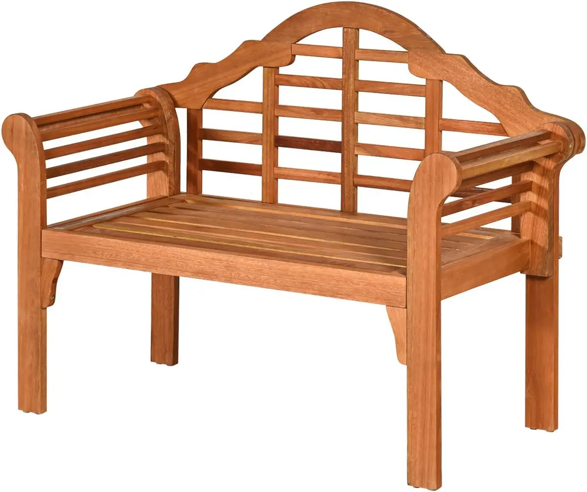 Folding Eucalyptus Wood Outdoor Bench for Entryway, Deck, Porch, Poolside & Balcony, 2-Person, 49” Large