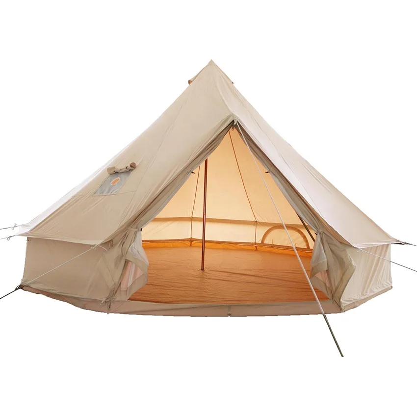 

3m/4m/5m Luxury Large Cheap Double Door 4 Season Yurts Cotton Canvas Bell Tent With Wood Stove