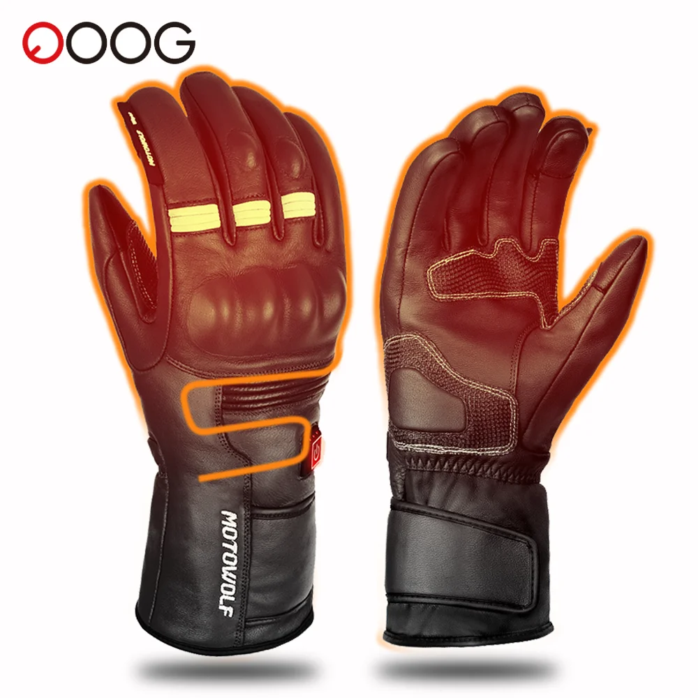 Winter Motorcycle Heated Gloves Warm Waterproof Non-slip Heated Gloves Skiing Sheepskin Touch Screen Heated Rechargeable Gloves