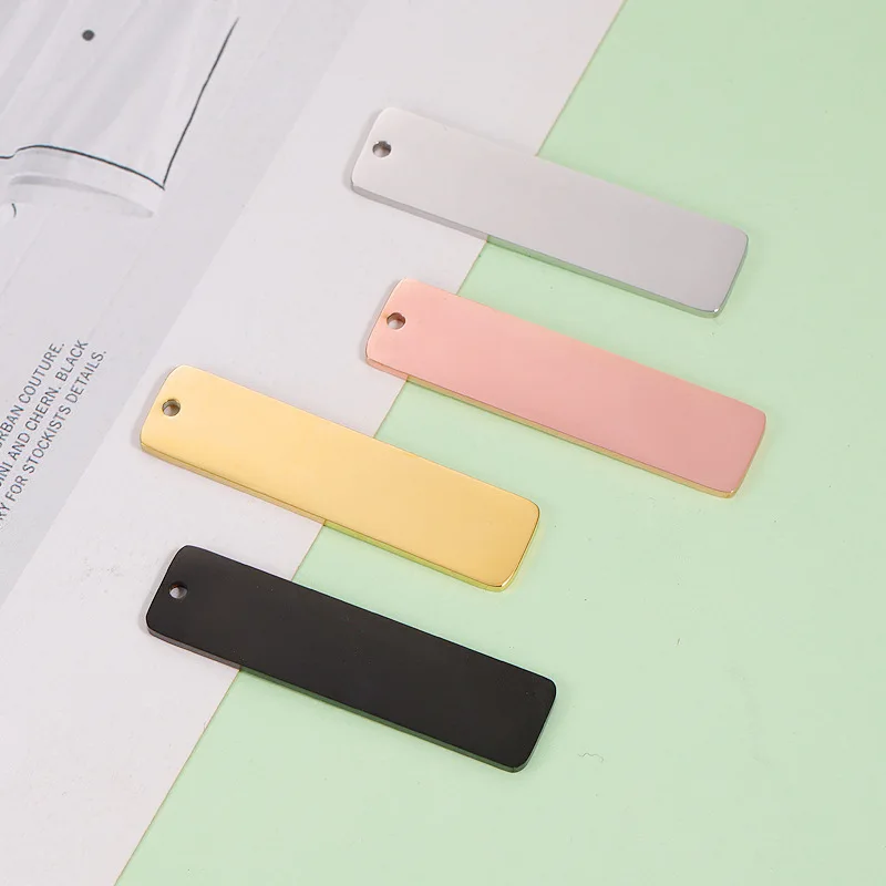 

5pcs/Lot Stainless Steel Mirror Polished 10x40mm Rectangle Charms Pendants DIY Fashion Jewelry Making Necklace Wholesale