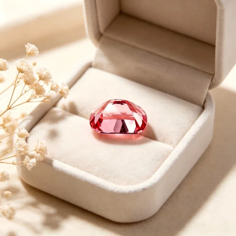 Künstlicher Edelstein Padparadscha Roter Lotus-Farbton Rechteckige Kissenform Mit Zertifikat Fabrik-Großhandelspreis – Detail 2