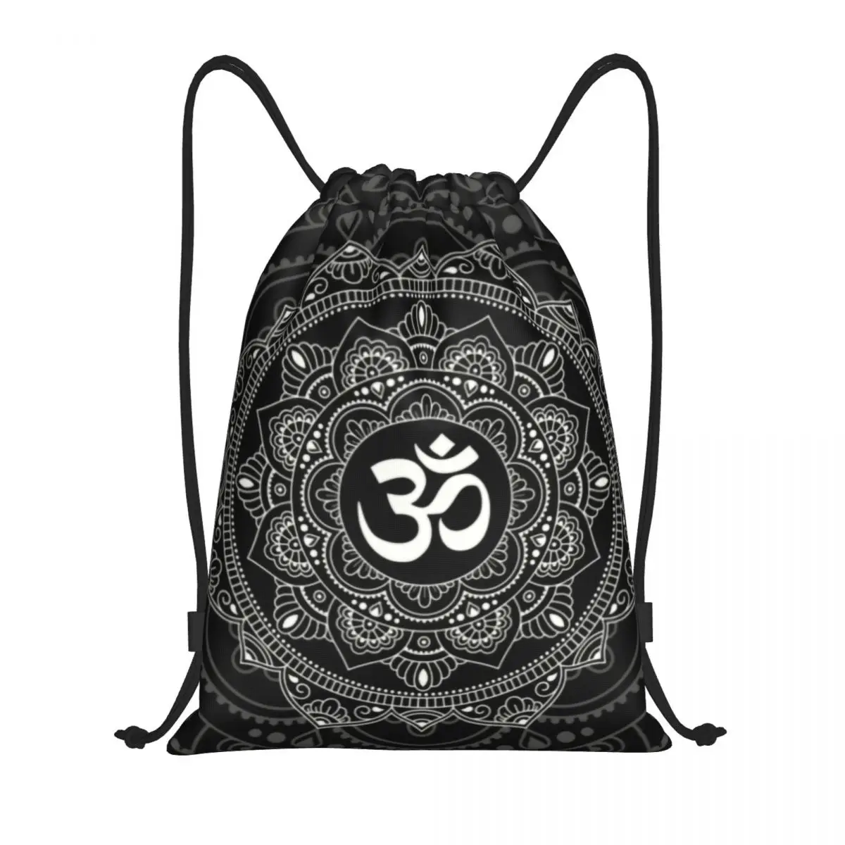 Saco de cordão personalizado Om Mandala para homens e mulheres, leve, budismo, Aum, ioga, meditação, esportes, academia, mochila de armazenamento