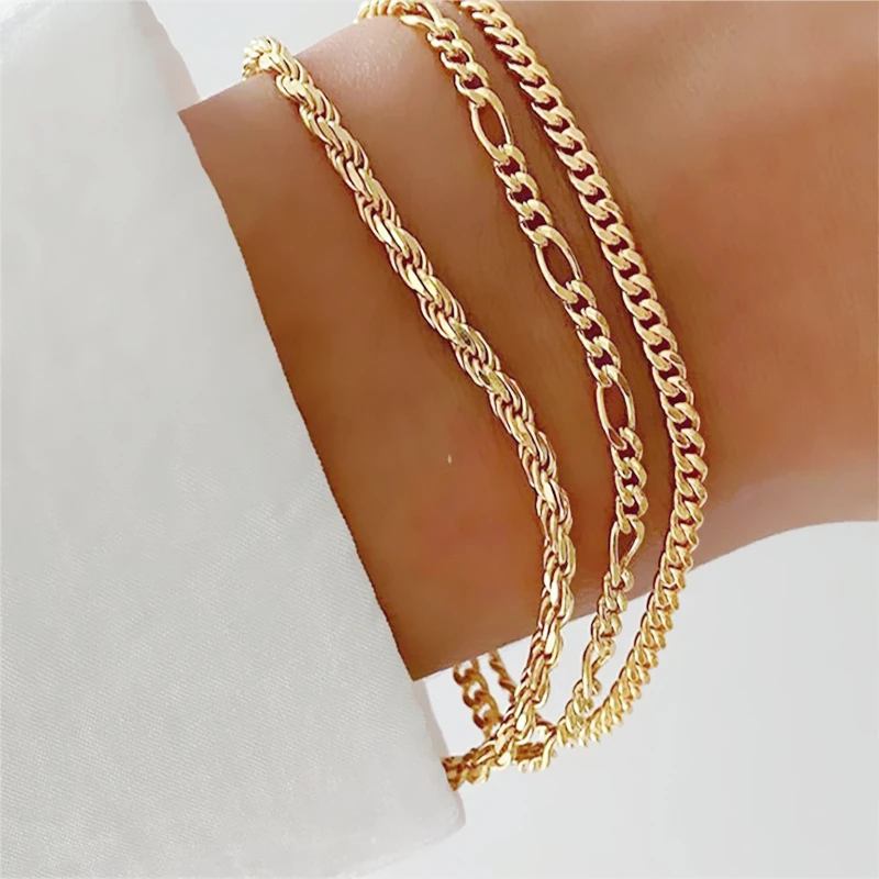 Metal Snake Chain Bracelets Punk Three Piece Stacked Bracelets Wholesale Of Trendy Set Women's Accessories