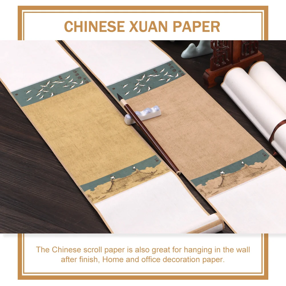 Blank Framed Picture Wall Scroll Calligraphy Paper Brush Pens Painting Mat Reel