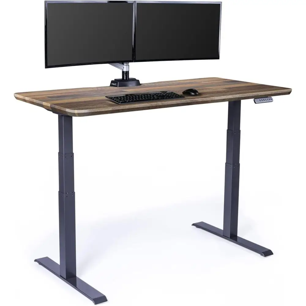 

Adjustable Height Electric Desk - Dual Motor, Memory Presets, T-Legs, 60x30 Reclaimed Wood, Sit-Stand Workstation