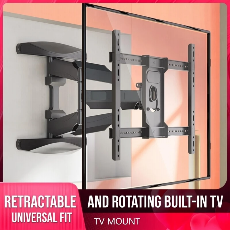 Full Motion TV Wall Mount Bracket 40-110 Inch, 6-Arm Swivel Tilt Extend TV Holder Max Load 45.5kg for Large Screen Television