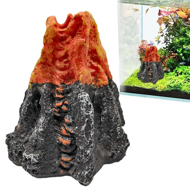 

Volcano Fish Tank Decor Resin Volcano Ornament Aquarium Volcano Ornament Realistic Home For Aquatic Pet Practical Multifunction