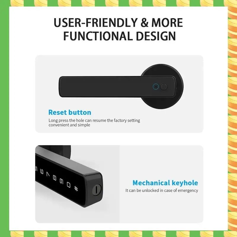 

AB53 Tuya Smartlife APP Smart Fingerprint Password RFID IC Card Single Latch Lock Dead Bolt For Indoor Home Door(B) Durable