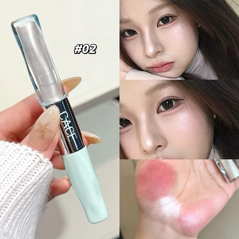 CACE Double Headed Highlighter Bronzer Stick High Glossy Face Brightening Blusher Rouge Concealer Contouring Multipurpose Stick