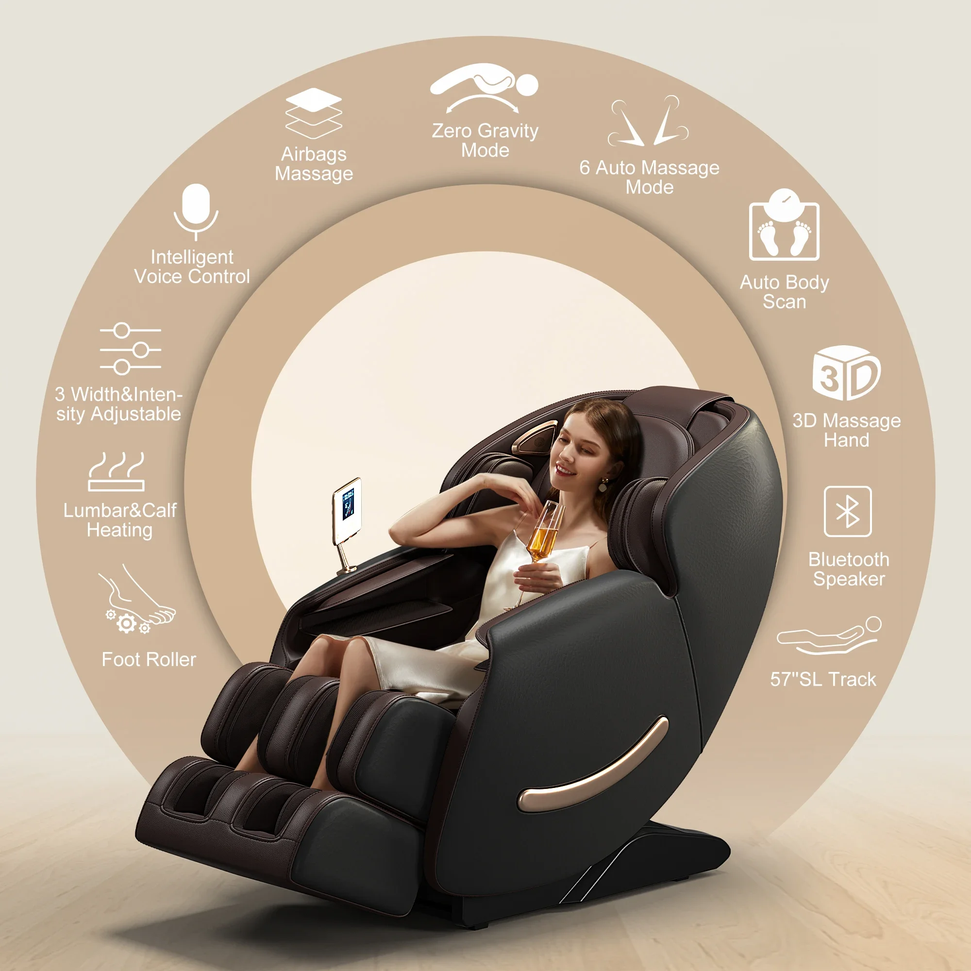 3D Massage Chair Full Body Zero Gravity Electric SL Track Shiatsu Body Scan Foot Roller Massage Products