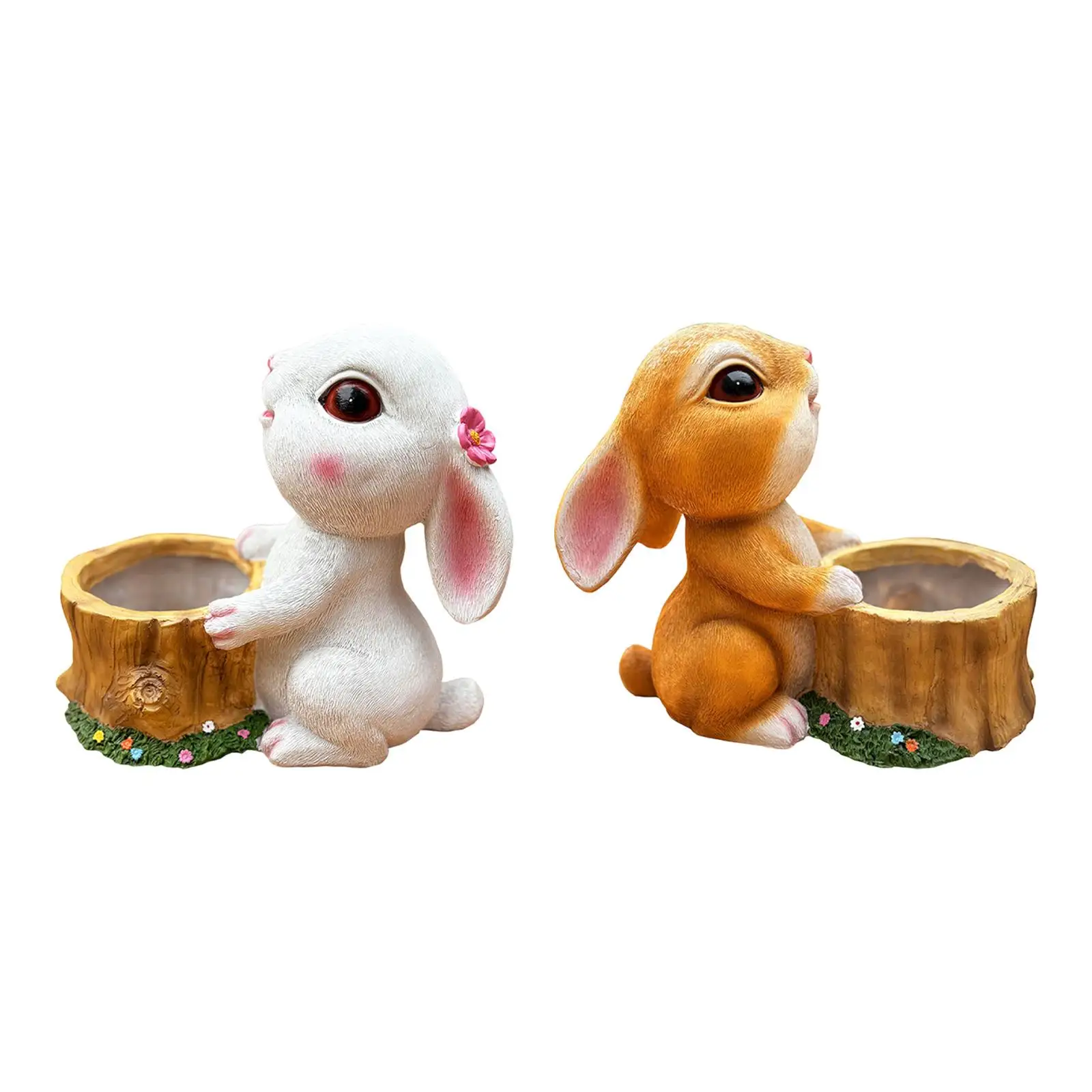 

Rabbit Flowerpot DIY Gift Crafts Tabletop Decoration Ornament Cute Plant Pot for Office Courtyard Indoor Yard Home Decor