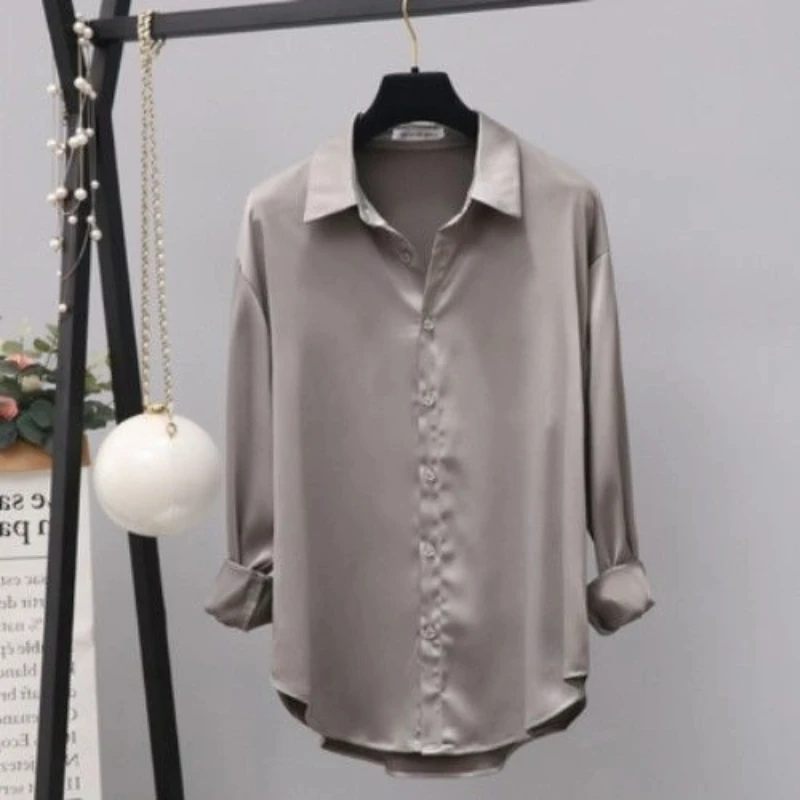 

Spring Autumn New Simplicity Long Sleeve Loose Vintage Blouse Women Clothing Polo Neck Solid Elegant Shirt Tops Fashion Casual