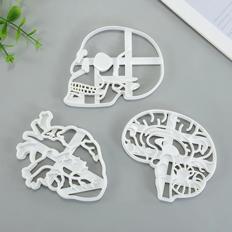 1/3Pcs Human Body Organ Cookie Cutter Heart Brain Shape Fondant Icing Biscuit Mold DIY Dough Cookie Baking Pastry Embosser Tools