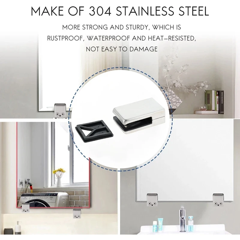 

8 шт., кронштейн для стеклянных зажимов из нержавеющей стали 304, квадратный держатель для стеклянных зажимов с шестигранной отверткой для стекла толщиной 8-10 мм/10-12 мм