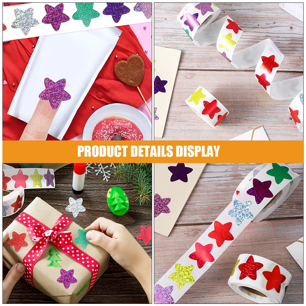 

5pcs 5 Rolls Star Diy Decorative Reward Self-Adhesive Motivational Stickers For Classroom School Gift Packaging Behavior