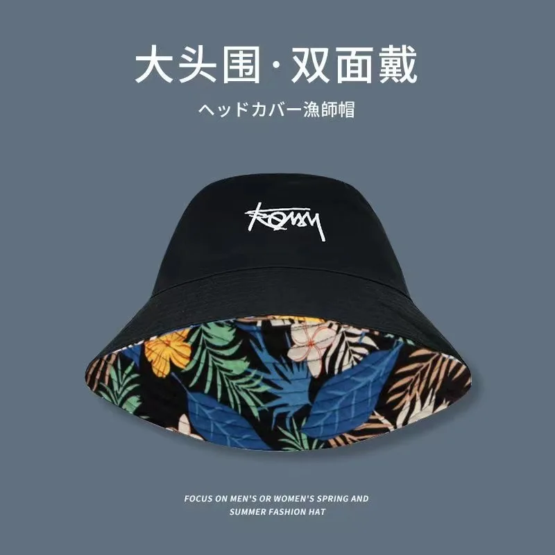 Sombrero de pescador de cabeza grande para hombre, Reversible, Estilo Hawaiano, coreano, talla grande, informal, estilo Hip Hop