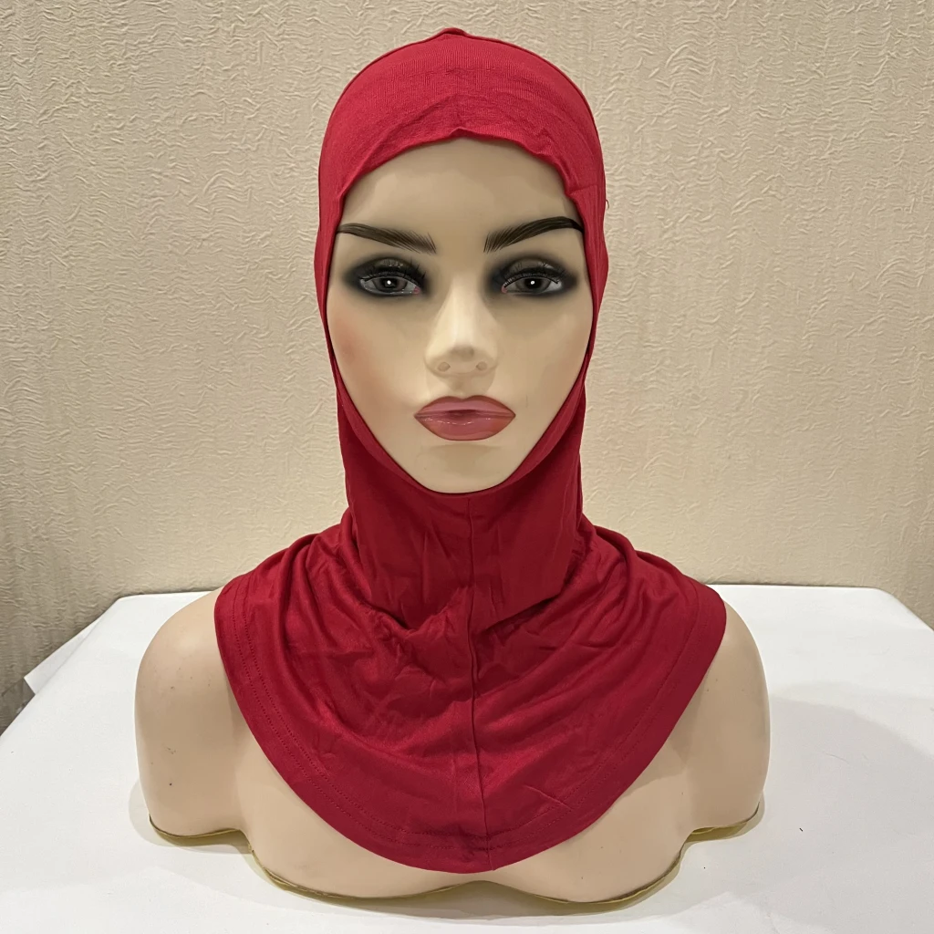 C215 Extra Longer Modal Cotton Jersey Bigger Size Slim Face Ninja Underscarf Full Cover Muslim Hats Headband Inner Turban Caps