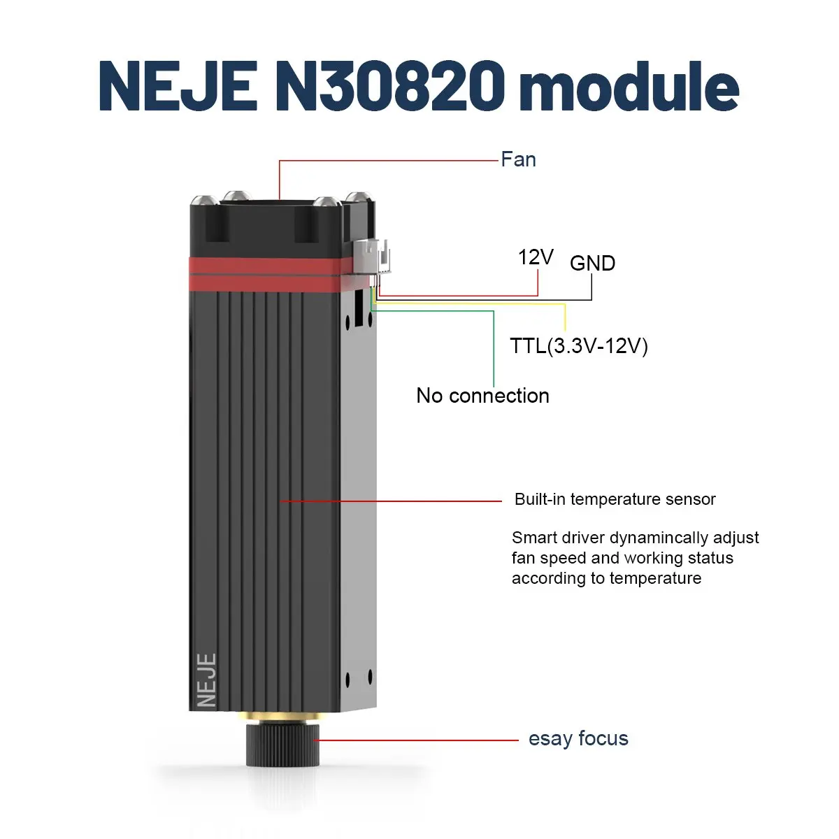 NEJE N30820 Modulo laser da 40 W Kit di assistenza aerea TTL / PWM per macchina per taglio/incisione laser CNC