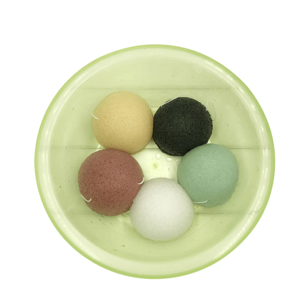 

5pcs Sponge Cleansing Tool Charcoal Facial Sponges for Sensitive Skin Deep Cleaning Exfoliation Bath Brush Plant