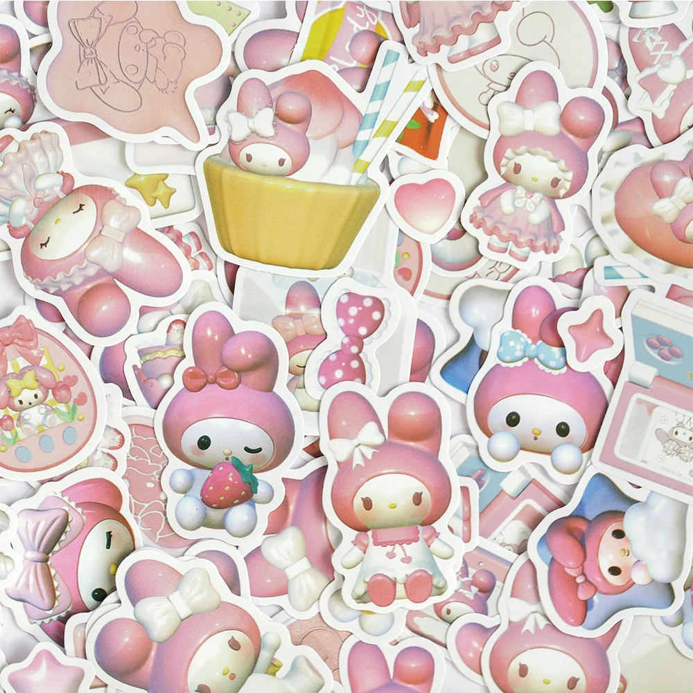 Pink Kawaii Cartoon Adesivos, Decalques de Graffiti para Caixa Do Telefone, Rosa, Minha Melodia, Sanrio, Papelaria, Mala, 10 Pcs, 30 Pcs, 50 Pcs, 100Pcs