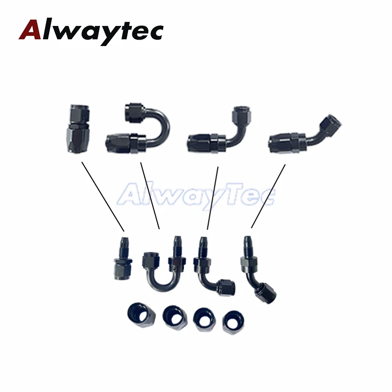 Rotating Hose End Fittings 0 Degree AN4/6/8/10 Pipe Oil Fuel Hose Connector Set Fuel Adapter Kit for Automotive And Racing