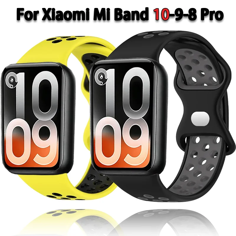 Silikonarmband für Xiaomi Mi Band 10 Pro Mi Band 9 Pro 8 Pro Zweifarbiges Weiches Komfortables Atmungsaktives Armband Redmi Watch 6 54 Gurt