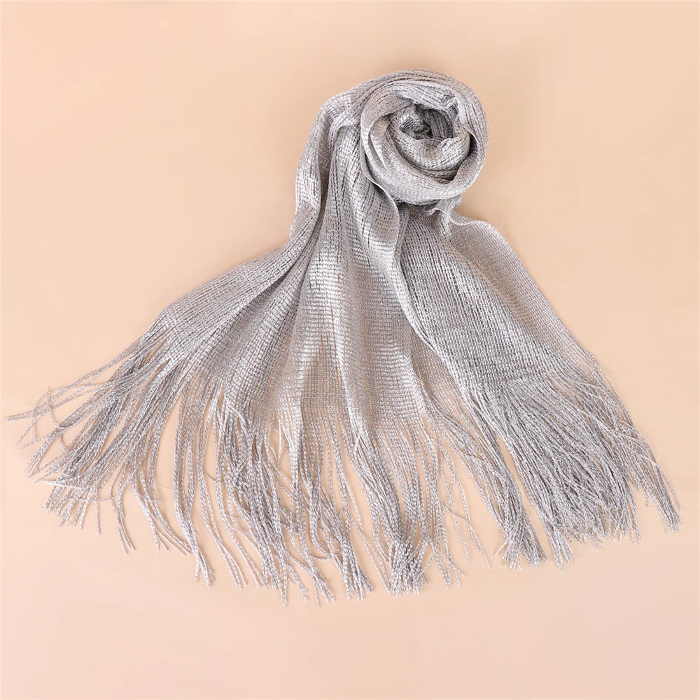 Sparkling Tassel Scarf Women Evening Party Shawl Golden Silver Shiny Shawls for Bridal Bridesmaid Wedding Wraps Fringed Scarves