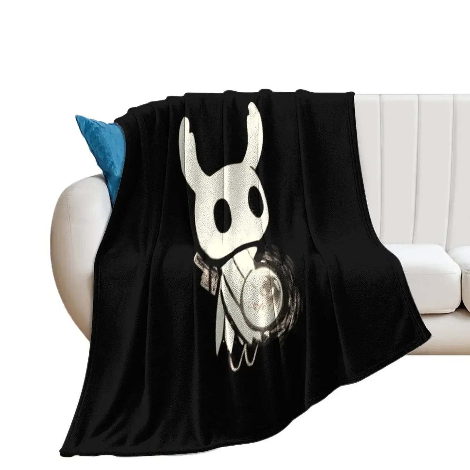 

The Knight From Hollow Knight - Black and White Artwork Throw Blanket Soft Big Softest Picnic Blankets