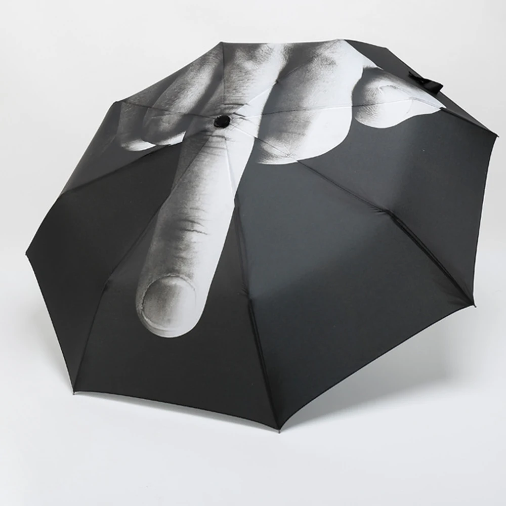 Funny Middle Finger Umbrella for Men and Women, Creative, Tri-Fold, Students, Despise, Sun Protection