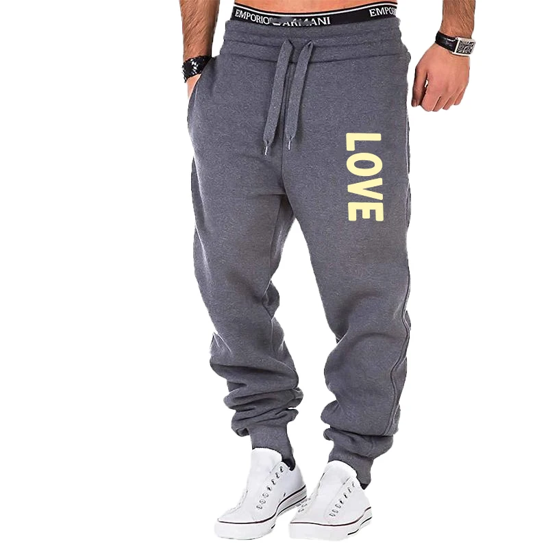 Pantalones de chándal con estampado de amor para hombre, pantalones deportivos suaves, pantalones largos sueltos para correr, nuevos