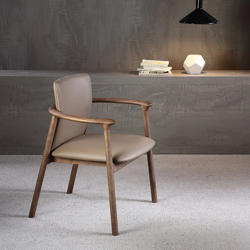 

Dining chair comfortable sedentary solid wood chair desk tea space leisure armchair