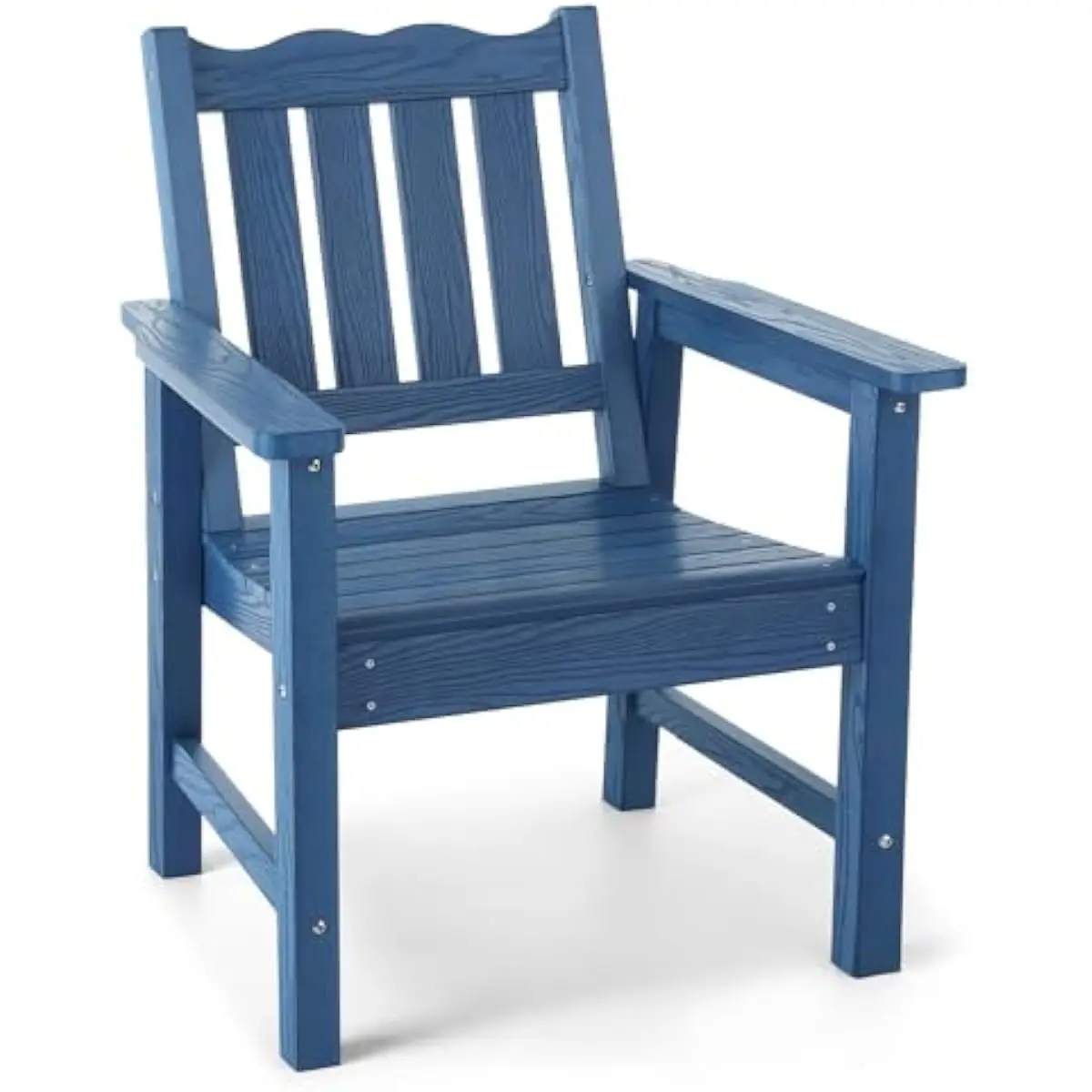 Patio Dining Chair Built for All Seasons with 400 lb Load Limit • Ergonomic 105° Reclined Backrest • Scratch-Resistant Wood-Grai