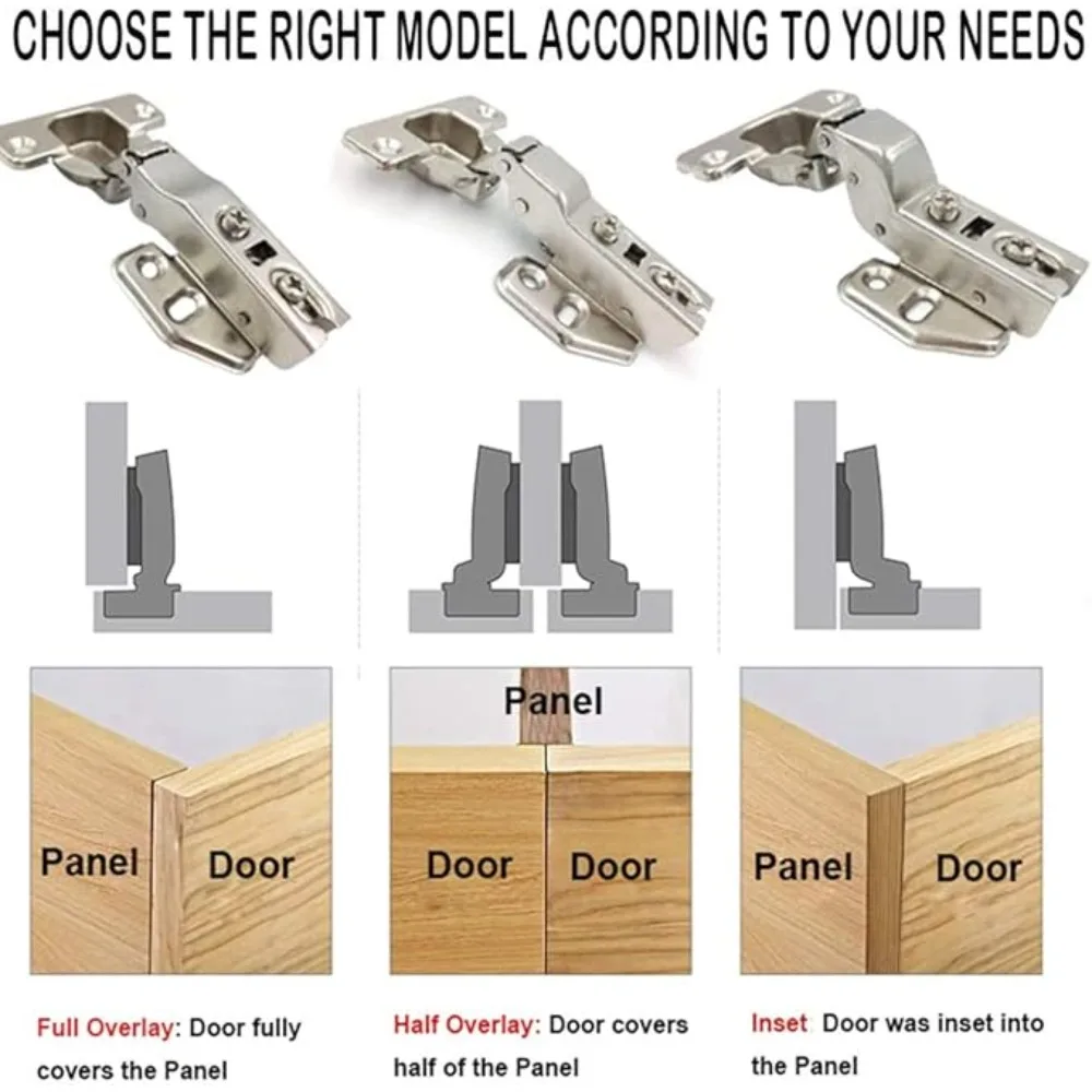 Straight Arm Full Coverage Hinge Door Wardrobe Cushion Hinge Automatic Adjustment Off Silent Buffer Damper Hardware Furniture