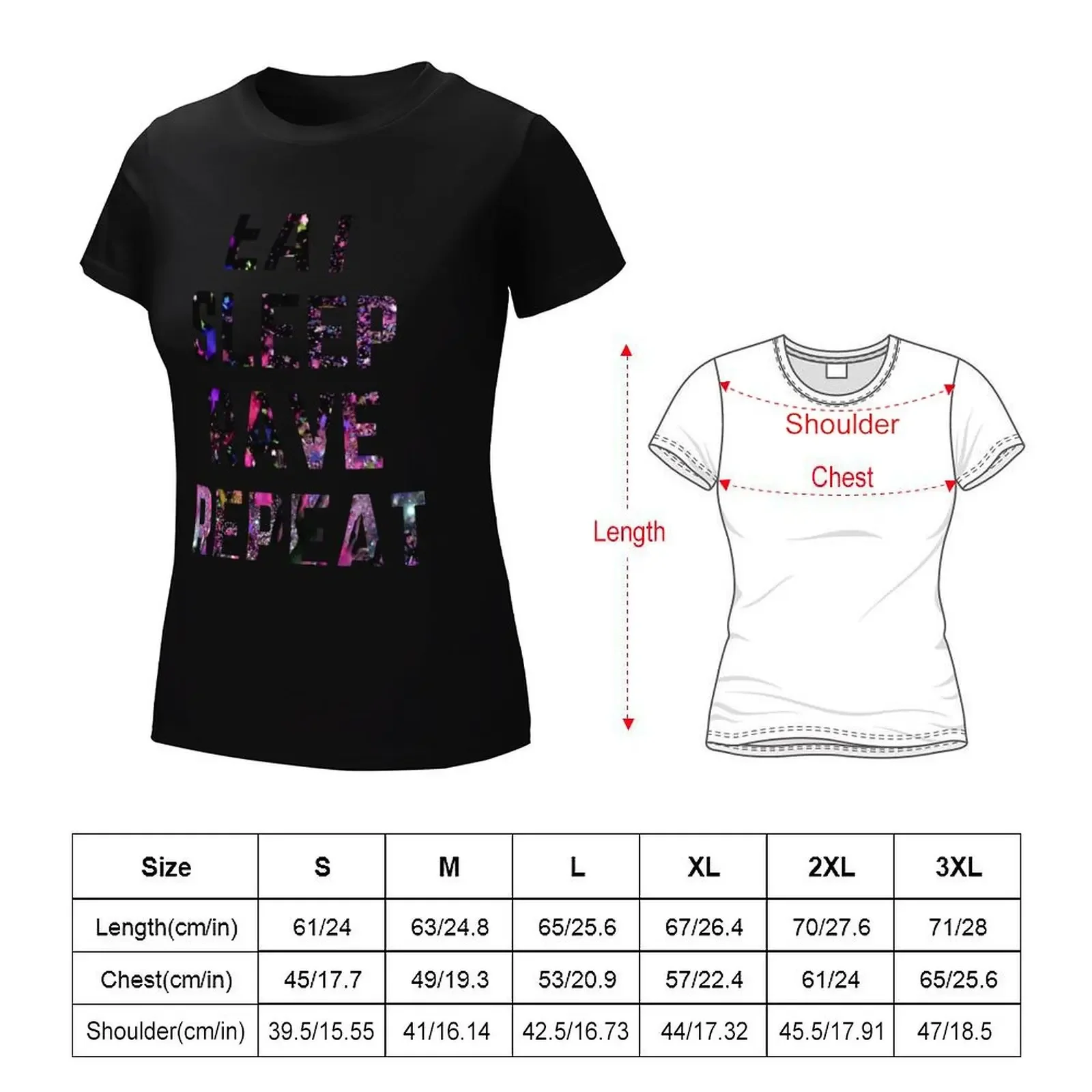 Eat Sleep Rave Repeat T-shirt Female clothing summer top cropped t shirts for Women