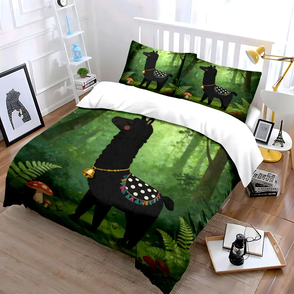 

"Forest-Themed Llama Decor Set" Soft Comfortable Duvet Cover Bedding Set Included 1*Duvet Cover & 2*Pillowcases, gift