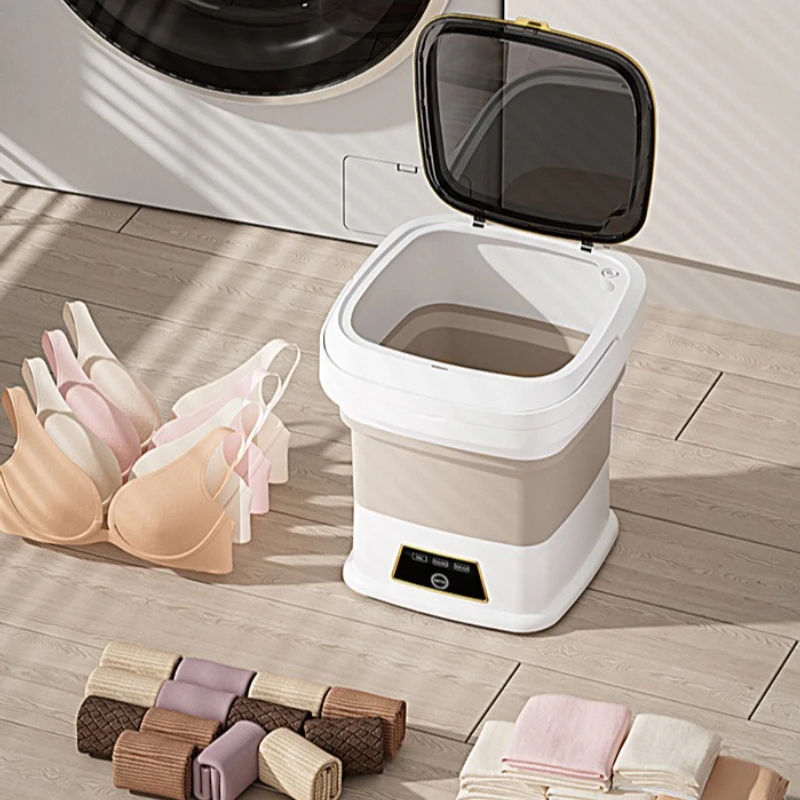 Portable Foldable Mini Washing Machine with Spin Dryer for Underwear Socks Dorm Laundry Washer 13L Large Capacity Design