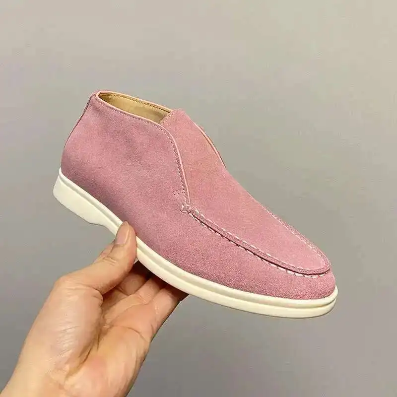 

High-tops Women's Loafers Slip-on Shoes Retro Flat Ankle-length Boots Couple's Casual Shoes