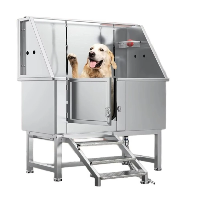 

Sliding door pet bath 304 stainless steel bath universal for cats and dogs with pedal shower