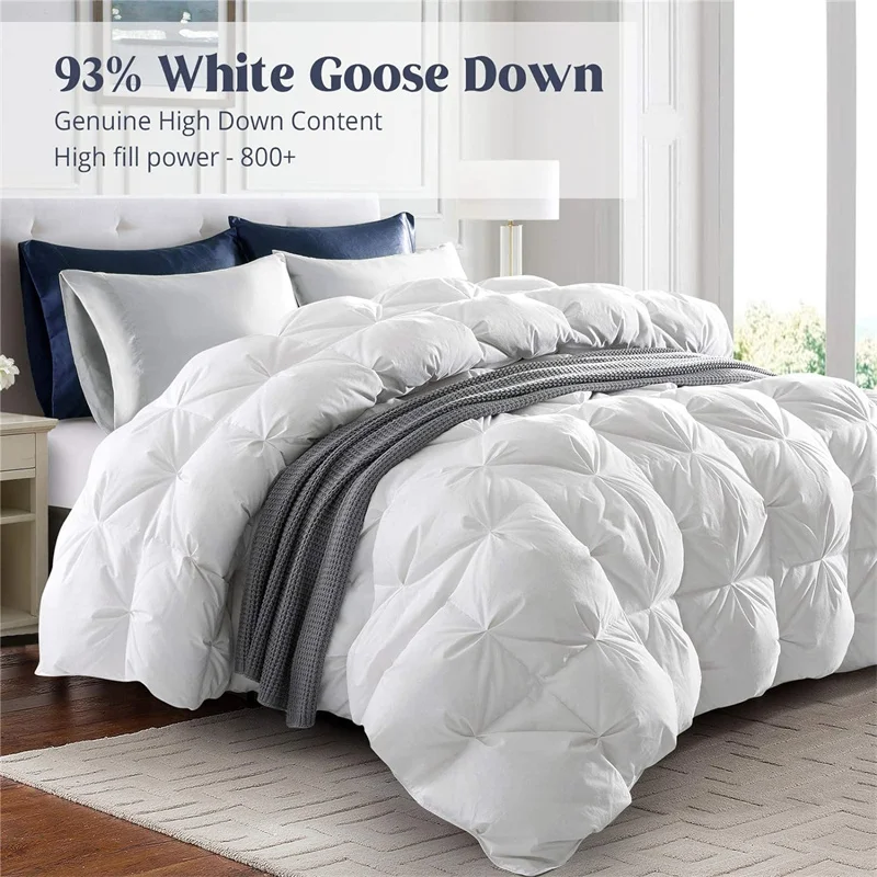 3D Bread White Goose Down Filler Comforter King Queen Size Duvet Insert, 100% Cotton Cover, All Seasons Quilt Thicken Blanket