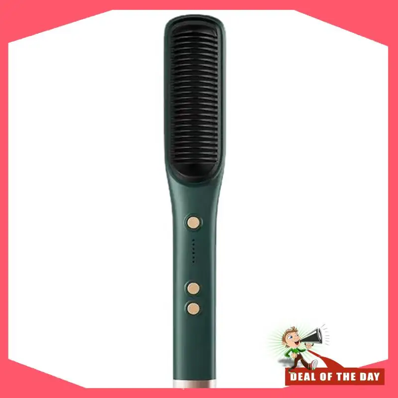 

24-часовая доставка, отрицательная расческа для выпрямления, двойного назначения, прямая и вьющаяся электрическая расческа для завивки волос, безопасная для завивки внутрь