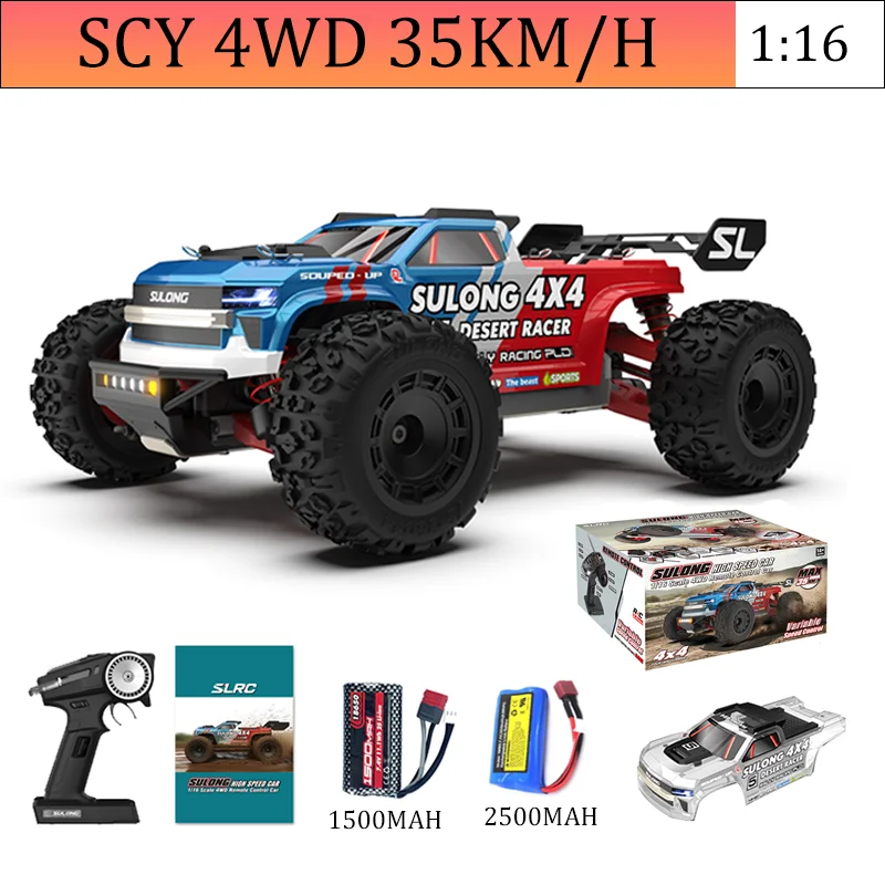 

SULONG 4WD 1:16 35KM/H High-Speed Brushless Motor All-Terrain Off-Road Drifting Remote Control Racing Toy Car Boy's Gift VS SCY