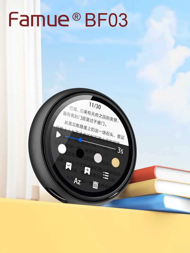 مشغل MP3 مشهور - مشغل موسيقى أنيق مخصص بتصميم دائري، Bluetooth5.3، وظائف التسجيل، الكتاب الإلكتروني، Gif للطلاب، 32G