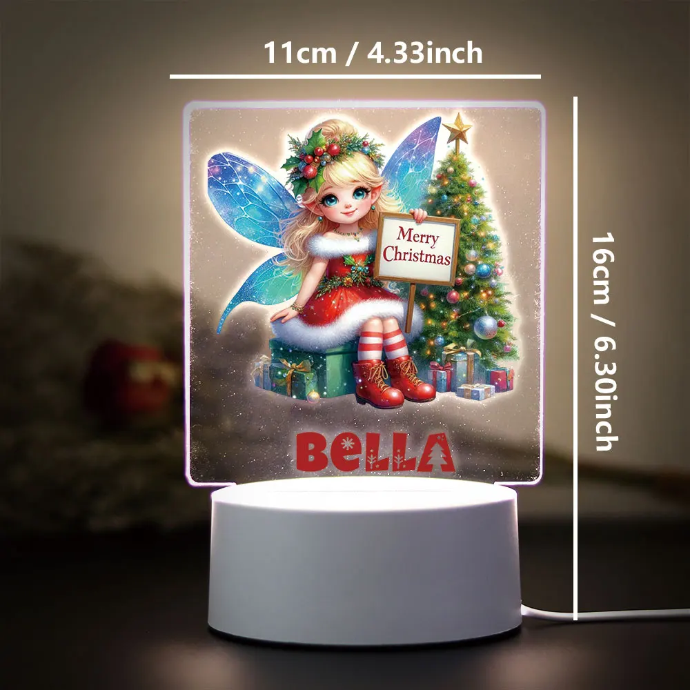 1 pc pretty Christmas fairy UV Print Custom Name Led Night Light  Led Table Lamp Kids Room Decor Children's Gift