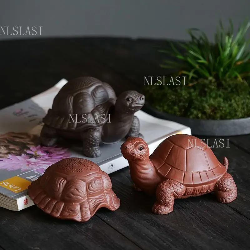 Creative Zisha Turtle Tea Pet with Detachable Shell Tea Strainer Dual Function Ceramic Tortoise Figurine for Kung Fu Tea Table