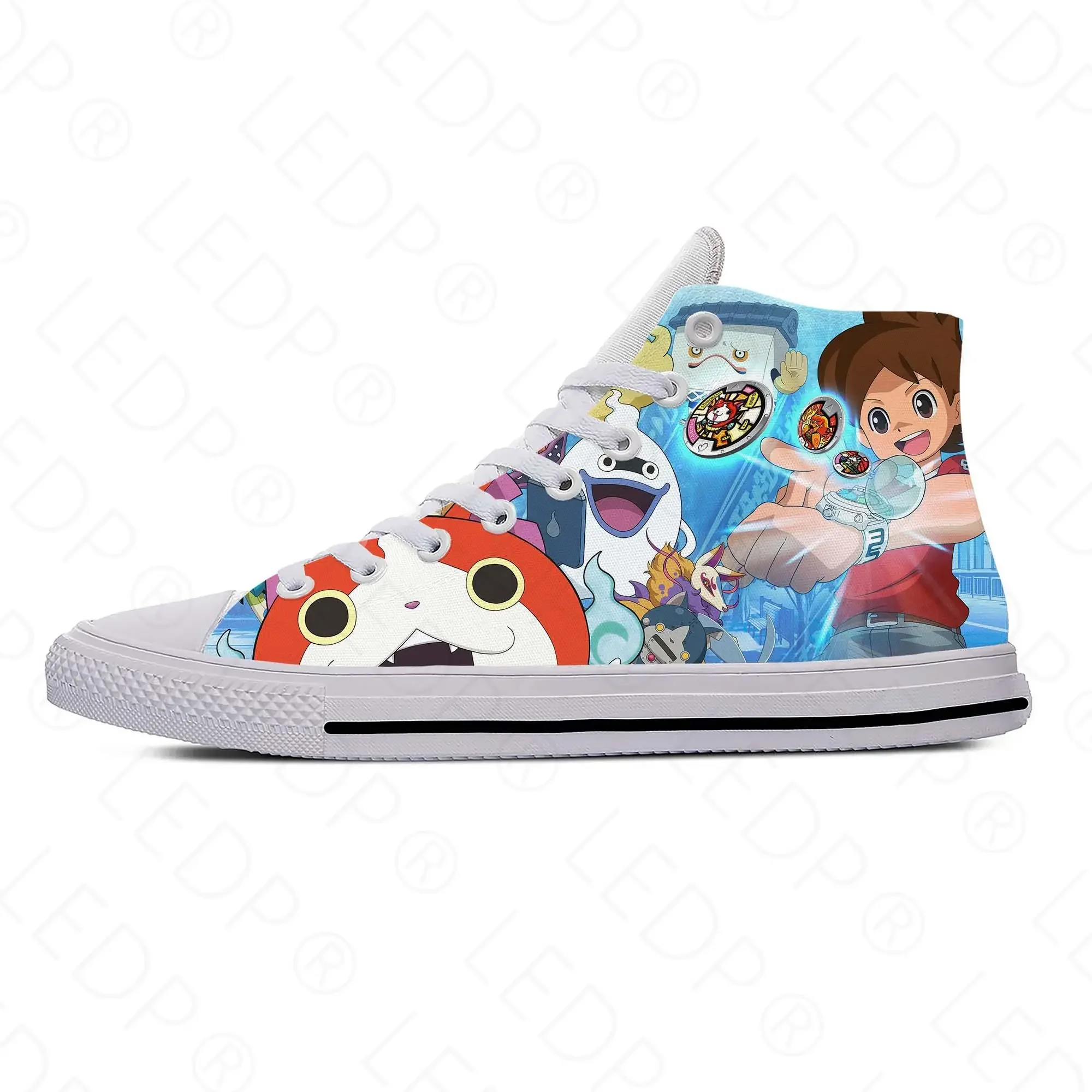 Japanese Anime Cartoon Manga Game Yo Kai Watch Casual Cloth Shoes High Top Lightweight Breathable 3D Print Men Women Sneakers