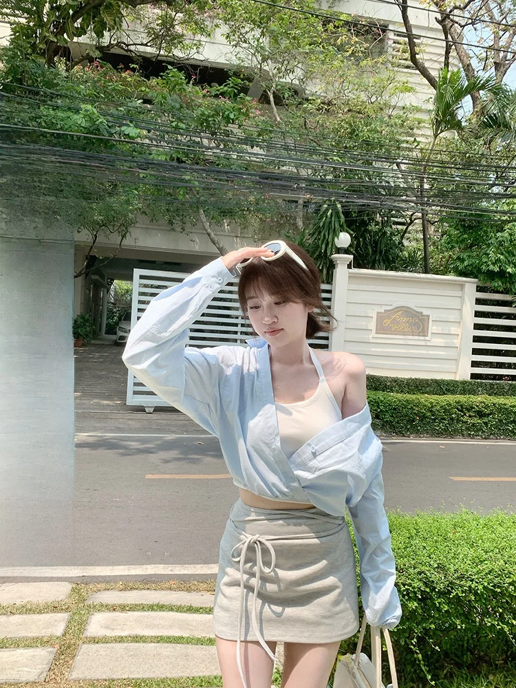 

Жилет CallmeEar Blue Island Tidal Ne, удлиненный, женский, весенний, с эффектом двухслойности, свободного кроя, с воротником